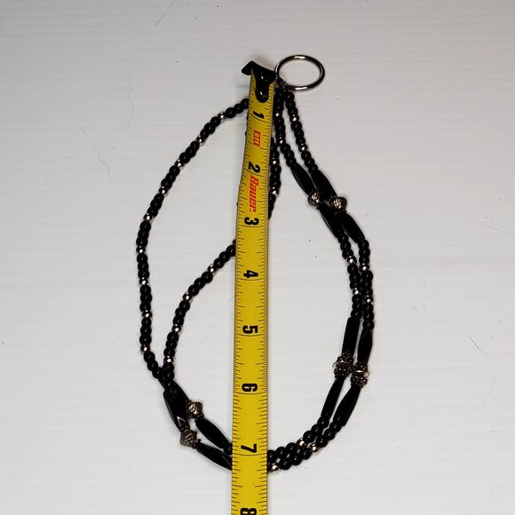 Double Strand Black Beaded Necklace 14" - Picture 3 of 4
